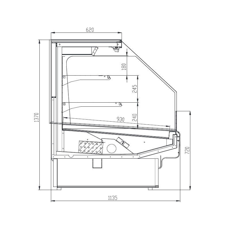 картинка Витрина холодильная Brandford AURORA SQ 125 TOP LIGHT вертикальная