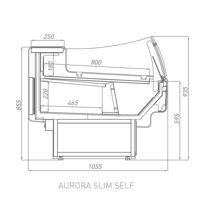 Витрина холодильная Brandford AURORA Slim закрытый угол 90 вентилируемая SELF