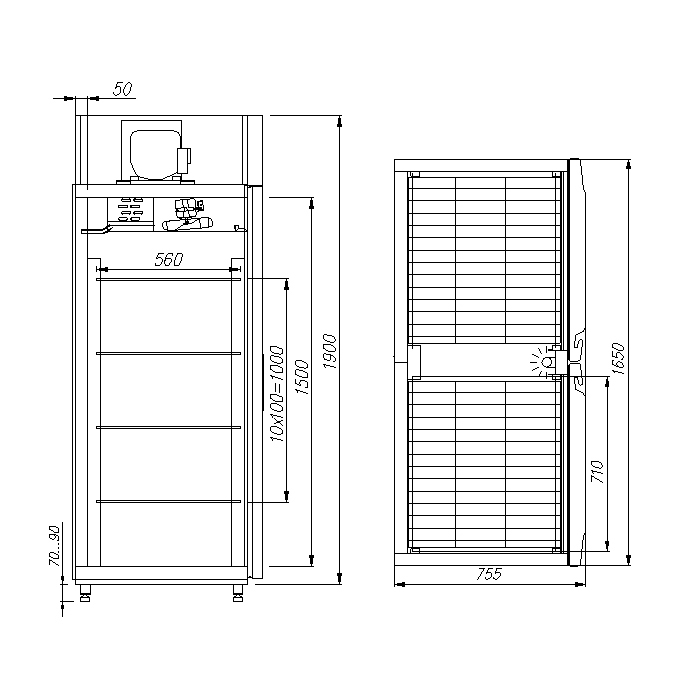 Шкаф морозильный Carboma F1400 INOX